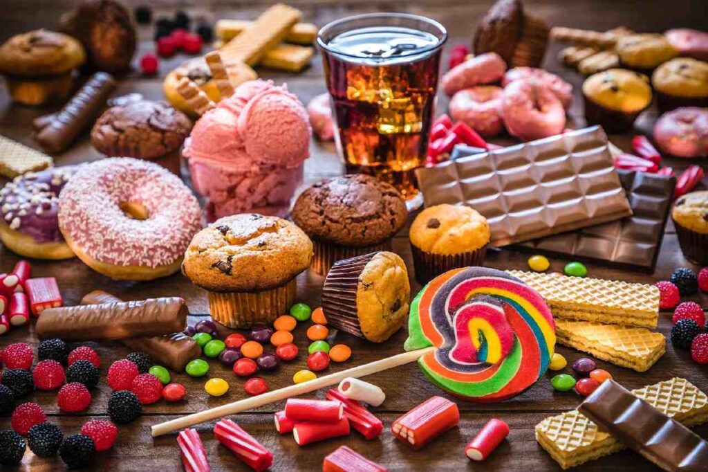 doces e refrigerante em cima da mesa alimentos inflamatórios