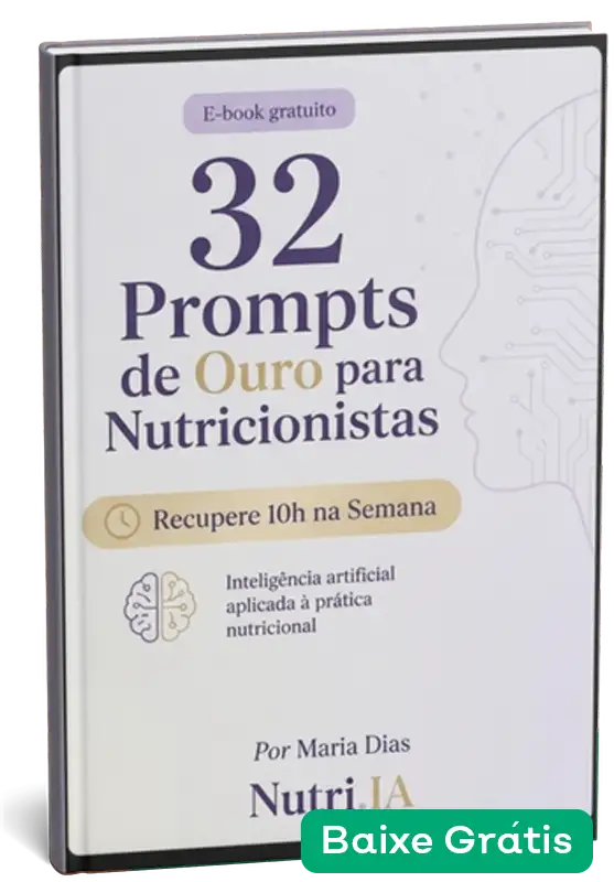 representação da capa do e-book 32 prompts de IA para nutricionistas